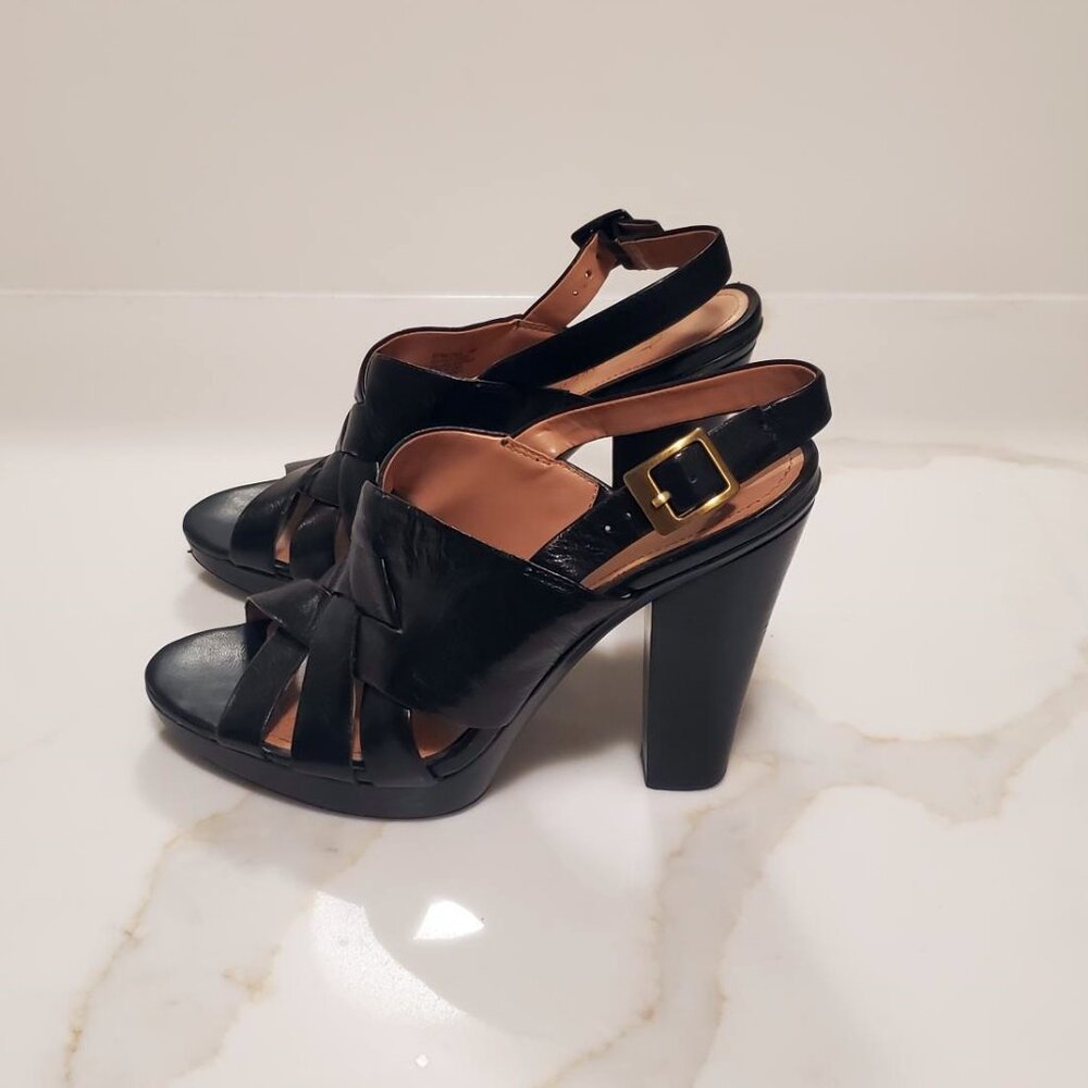 B. MAKOWSKY Nicole Leather Gladiator Strappy Heels Sandals Black Sz 8 EUC - Picture 5 of 8
